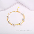 Double Layered Pearl Bracelet 18k gold